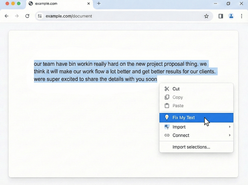 Before and after text cleanup with one click